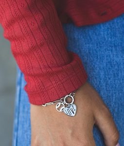 NEW - Stainless Steel Baseball & Love Charm bracelet - Polished and Shiny - Waterproof, all things proof - Baseball Mom - Sport Mom